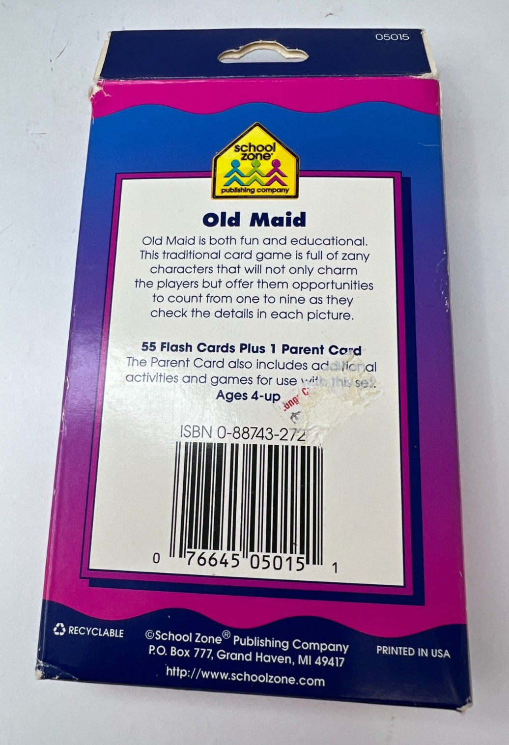 Old Maid Playing Cards 1992 School Zone Publishing Company COMPLETE