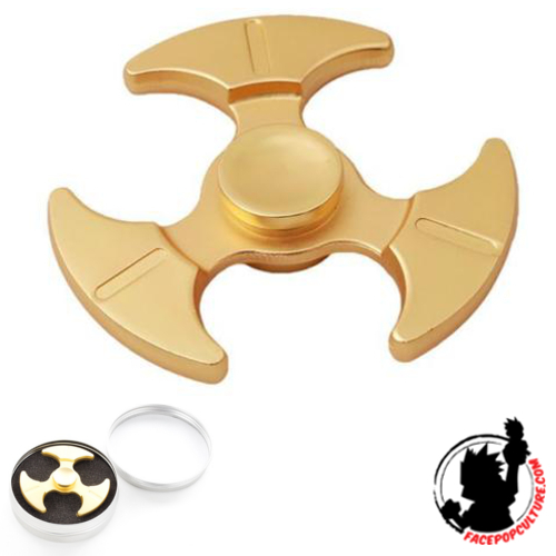 FIDGET FINGER HAND SPINNER PREMIUM METAL TRI BLADE AXE GOLD EDC FOCUS STRESS