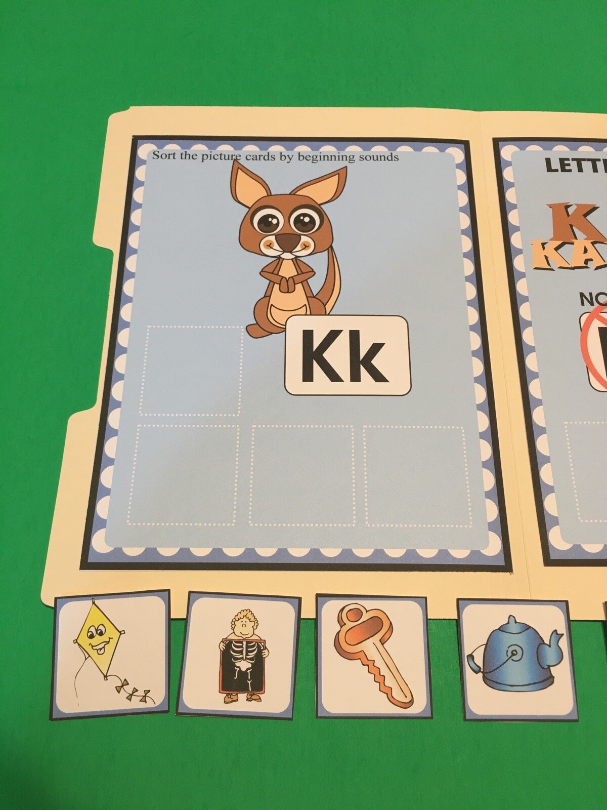 Karen Kangaroo – Letter Kk – DIY File Folder game – Printed / Uncut