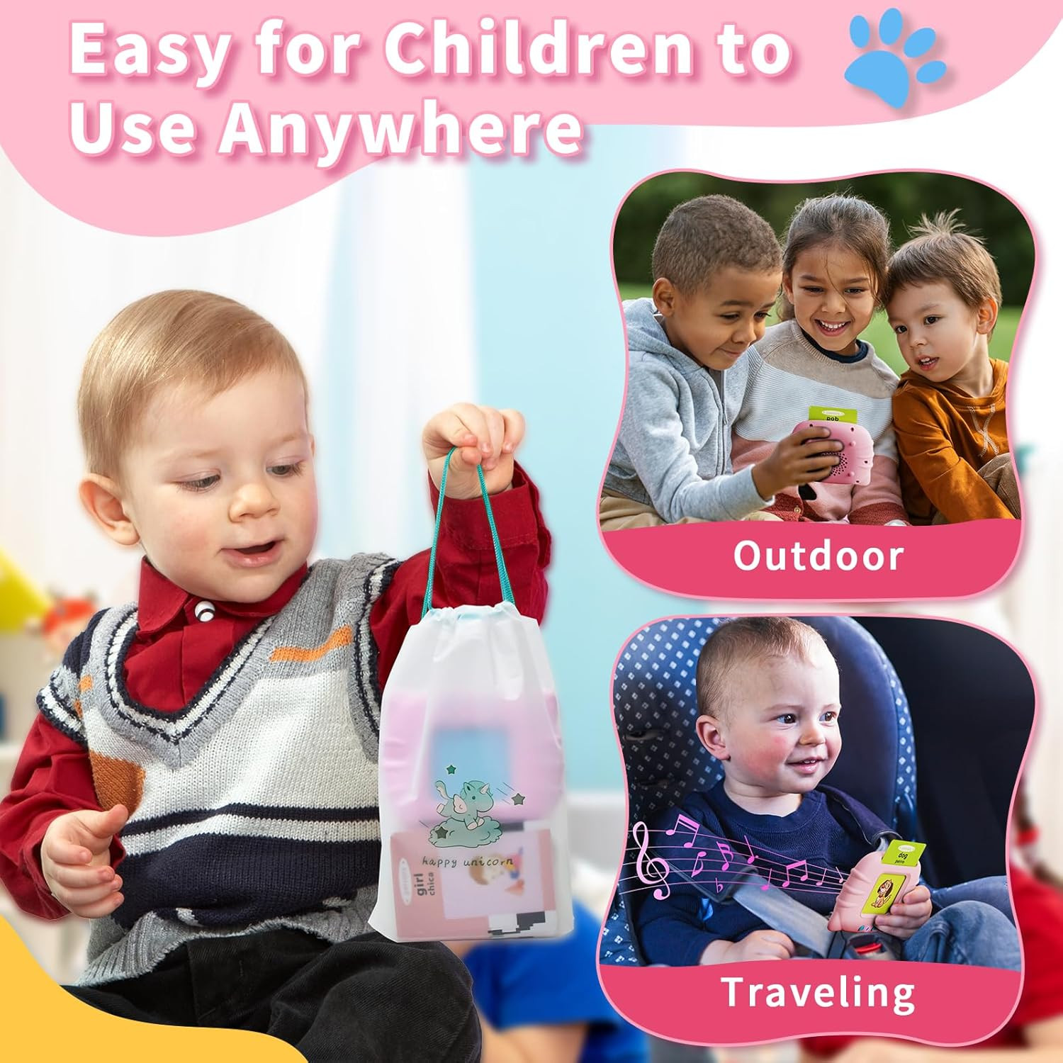 Toddler Toys Bilingual English and Spanish Talking Flash Cards for 1 2 3 4 5 6 Y