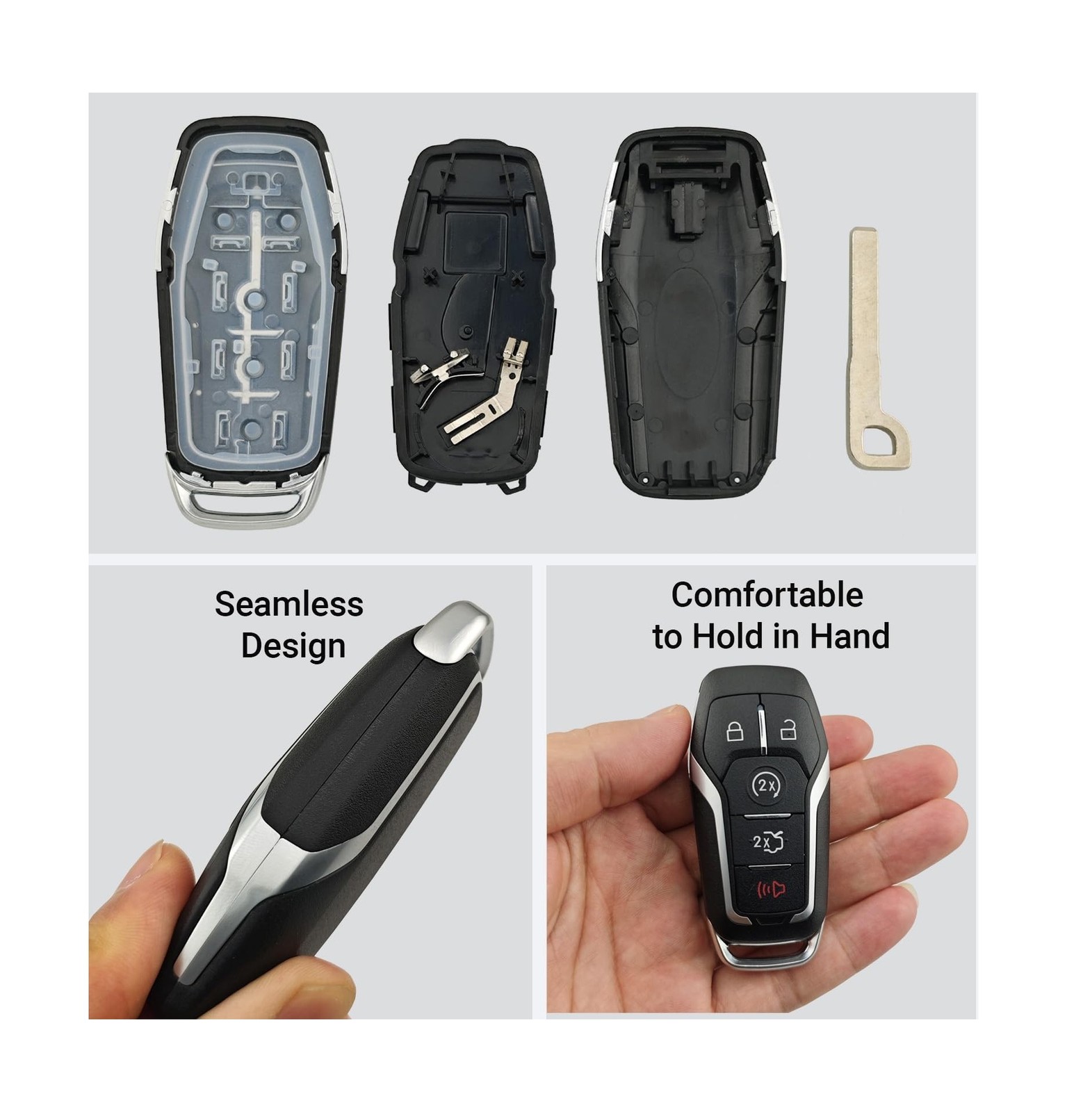 Key Fob Case Shell Fit for Ford Explorer Edge Mustange Fusion 5 Buttons Repla…
