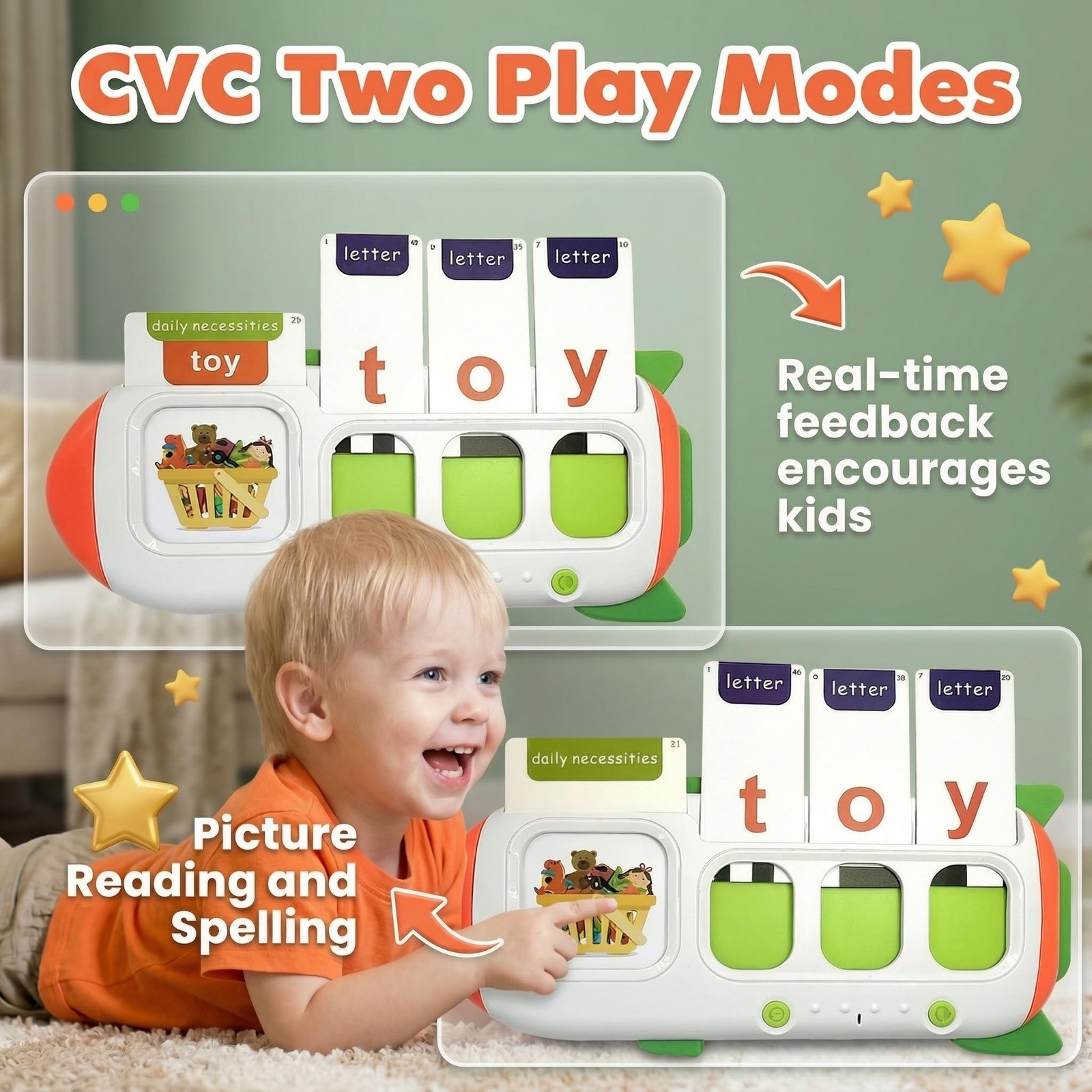 Talking Flash Cards for Toddlers 2 3 4 5 6 7 8,CVC Word Spelling & Talking ABC F