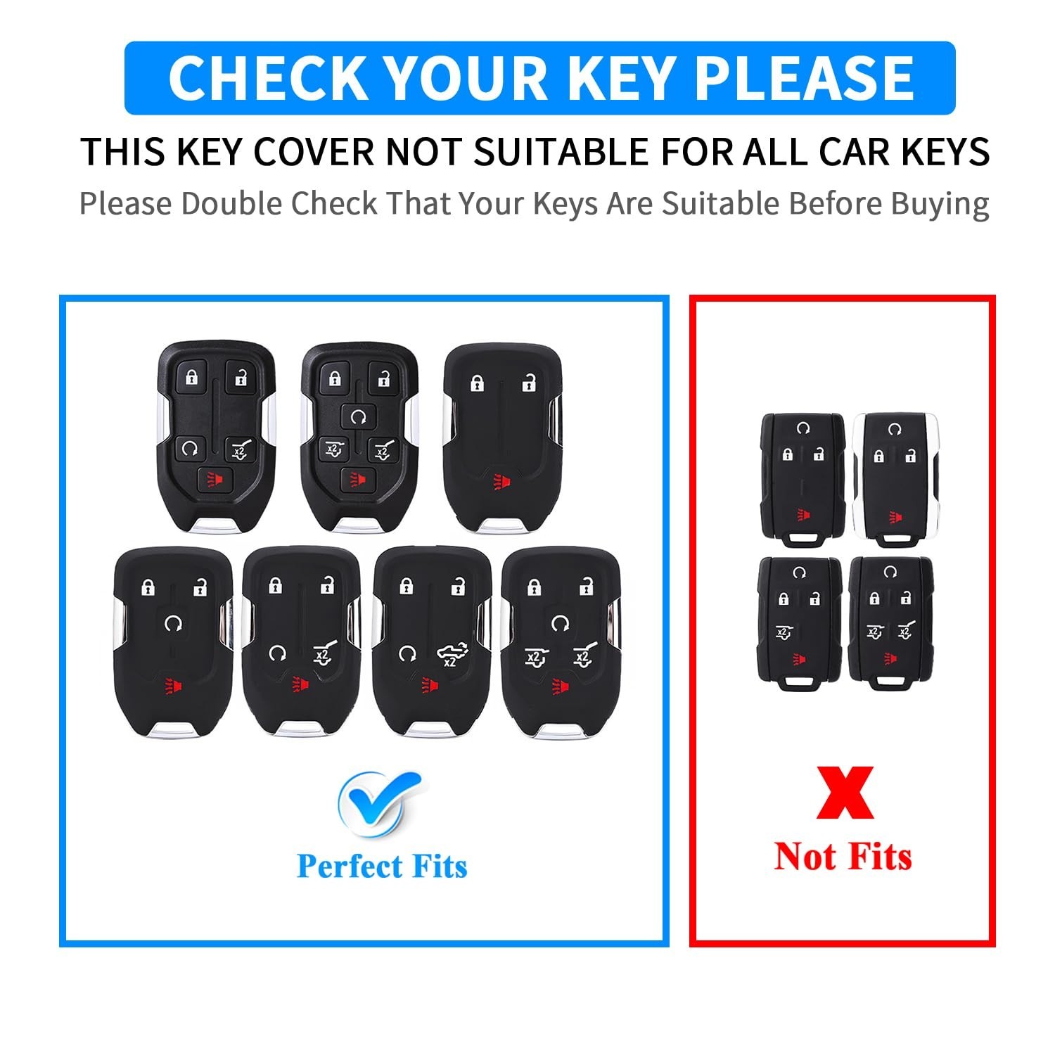 QBUC for Chevy Key Fob Cover, Key Fob Case for Chevy Suburban Tahoe, GMC, Sie…