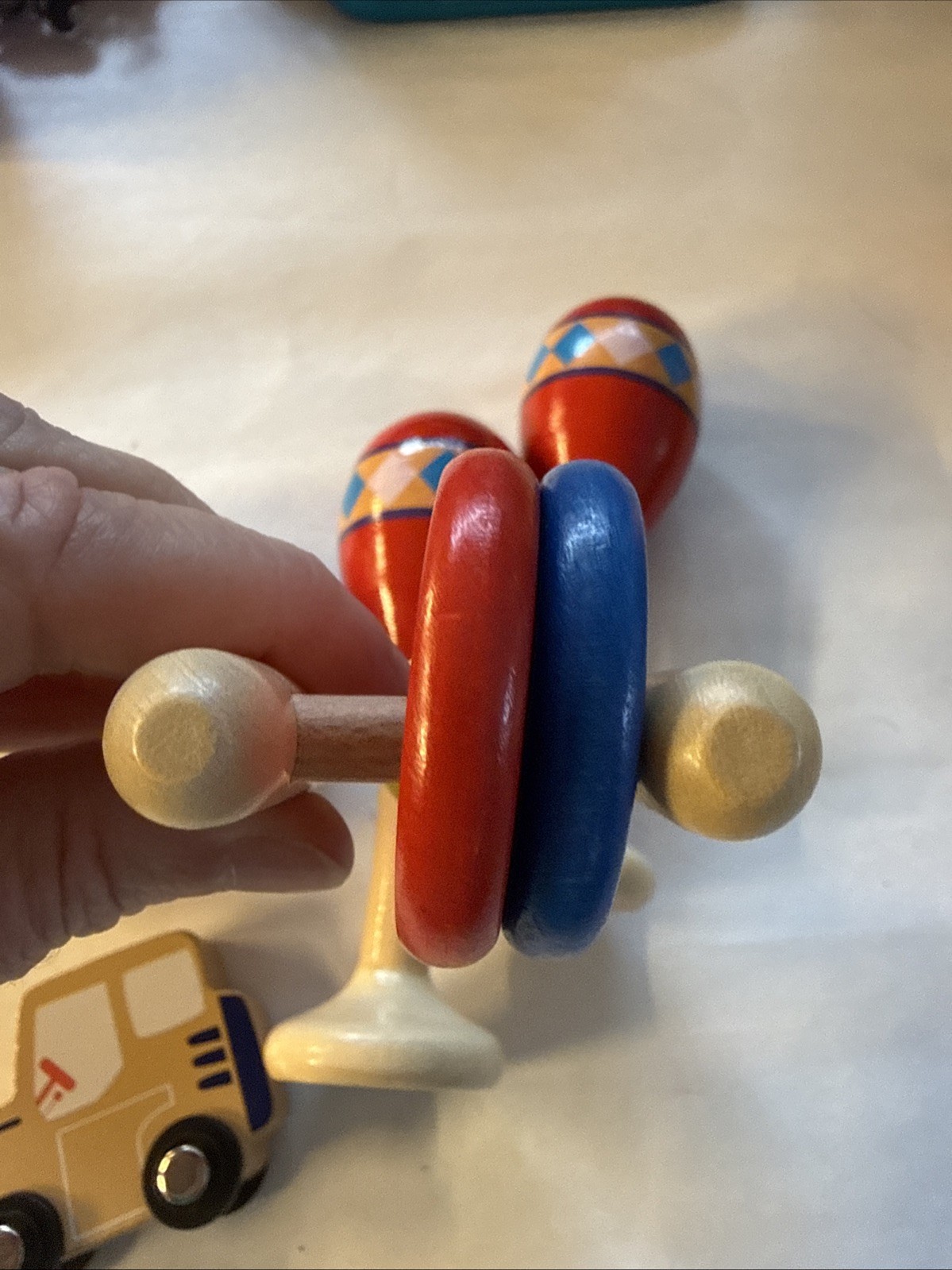 5 Lot Wood Toys Rattles Boat Car Rattle Hape Baby Toddler Kids