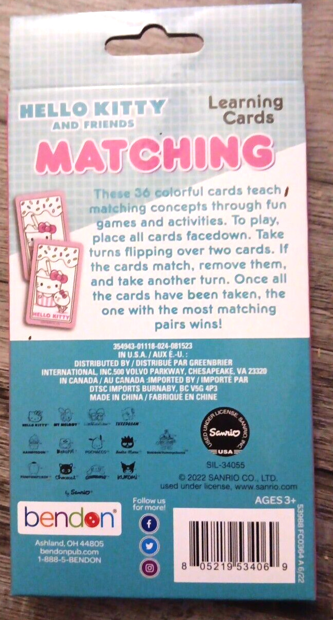 Hello Kitty and Friends Matching Learning Cards – Fun Matching Concepts Game!