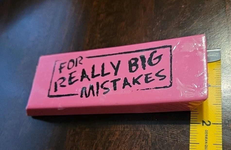 Jumbo Big “For Really Big Mistakes” Wedge Pink Eraser Xtra Large Pencil Eraser