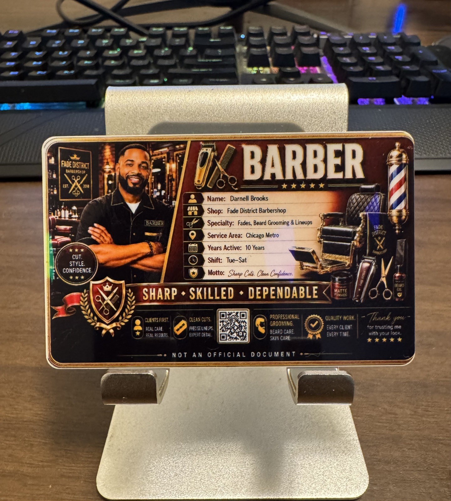 Custom Professional Worker Novelty PVC Card – Personalized Keepsake