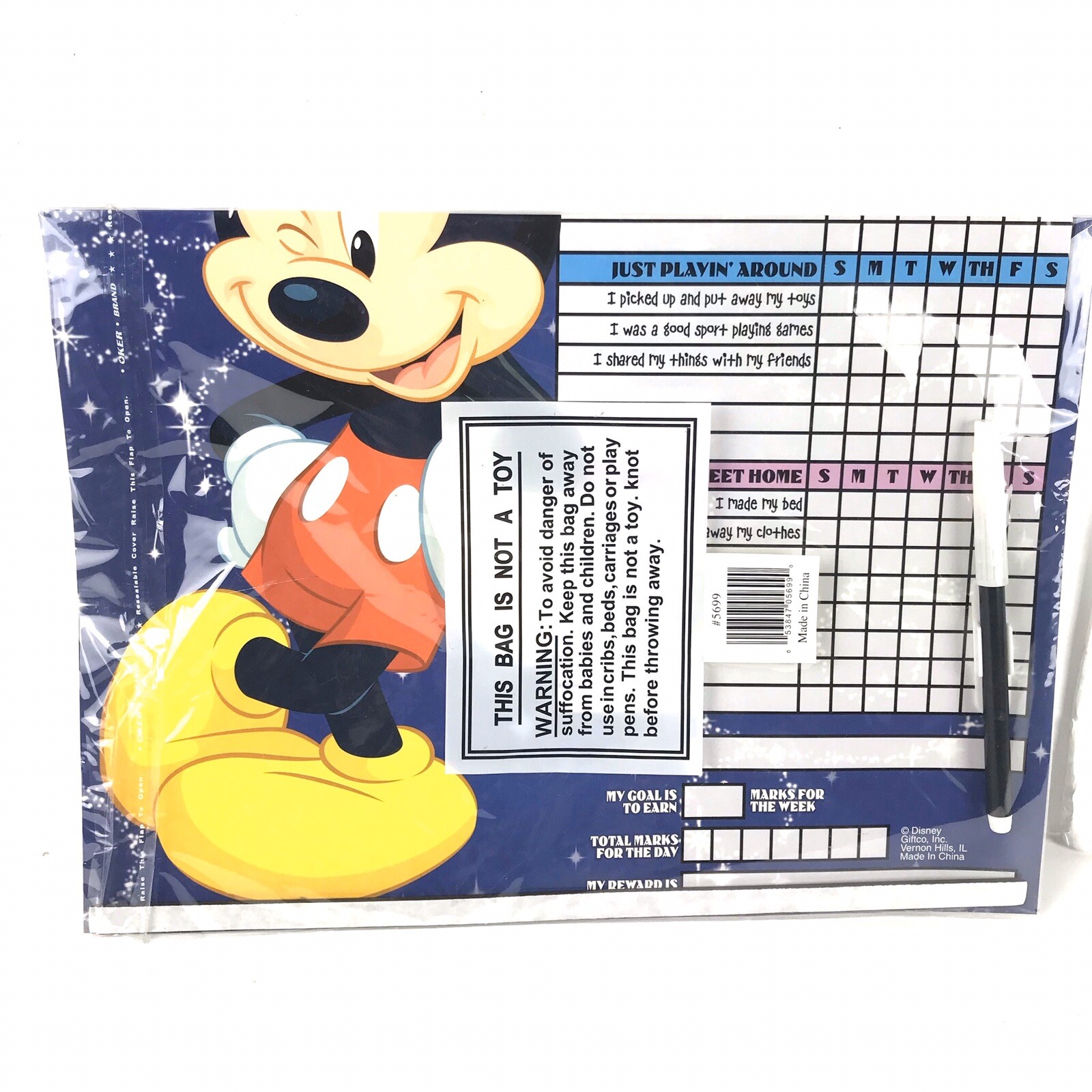 3 Lots of Disney Mickey Mouse Responsibility Chart with Dry Erase Marker