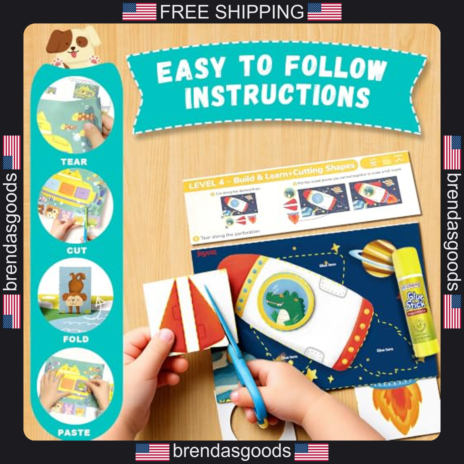 Kids Scissor Skills Activity Kit with 2 Safety Scissors and 27 Crafts