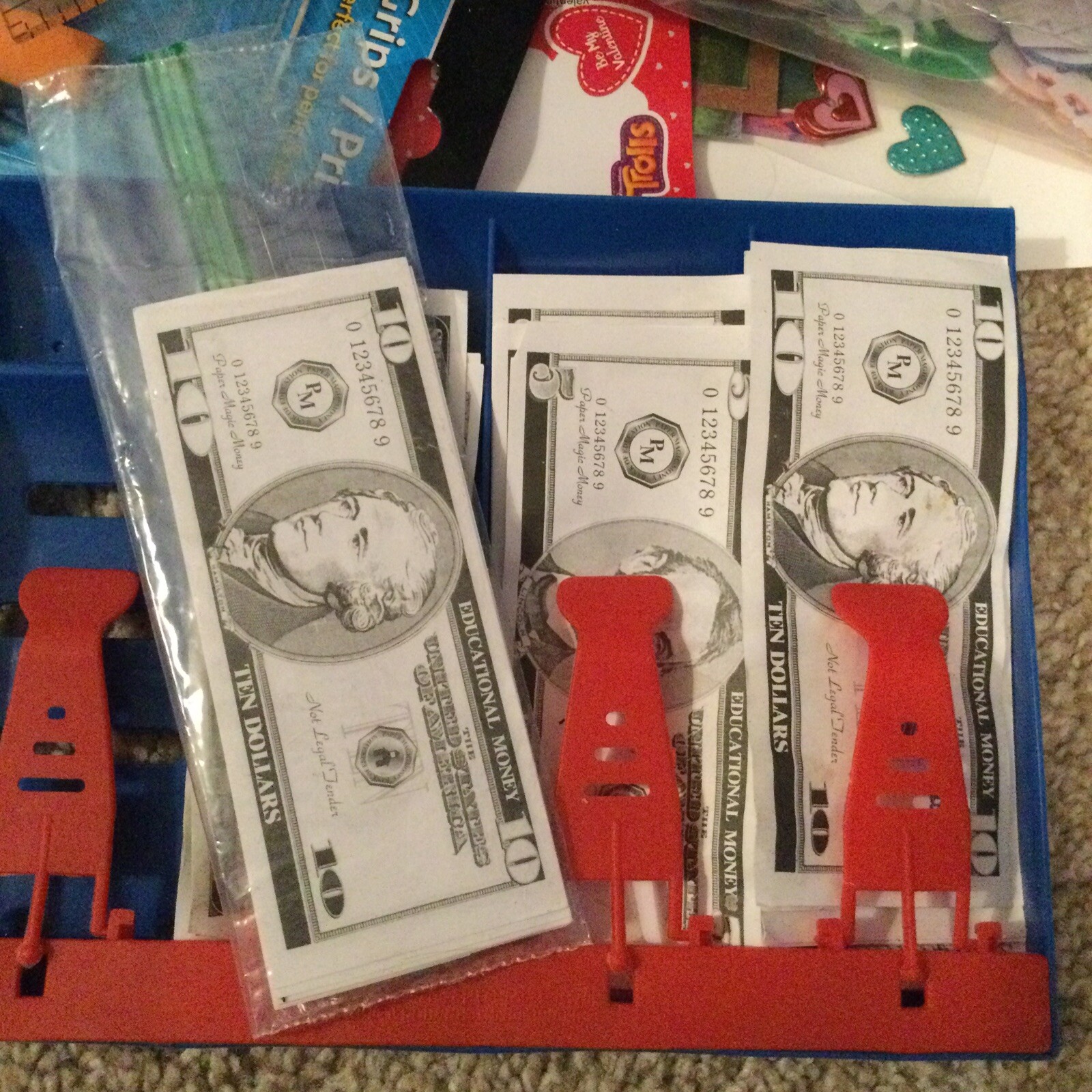 Educational supplies lot, money, calendar, paper, stickers, stencils 3rd Grade 4