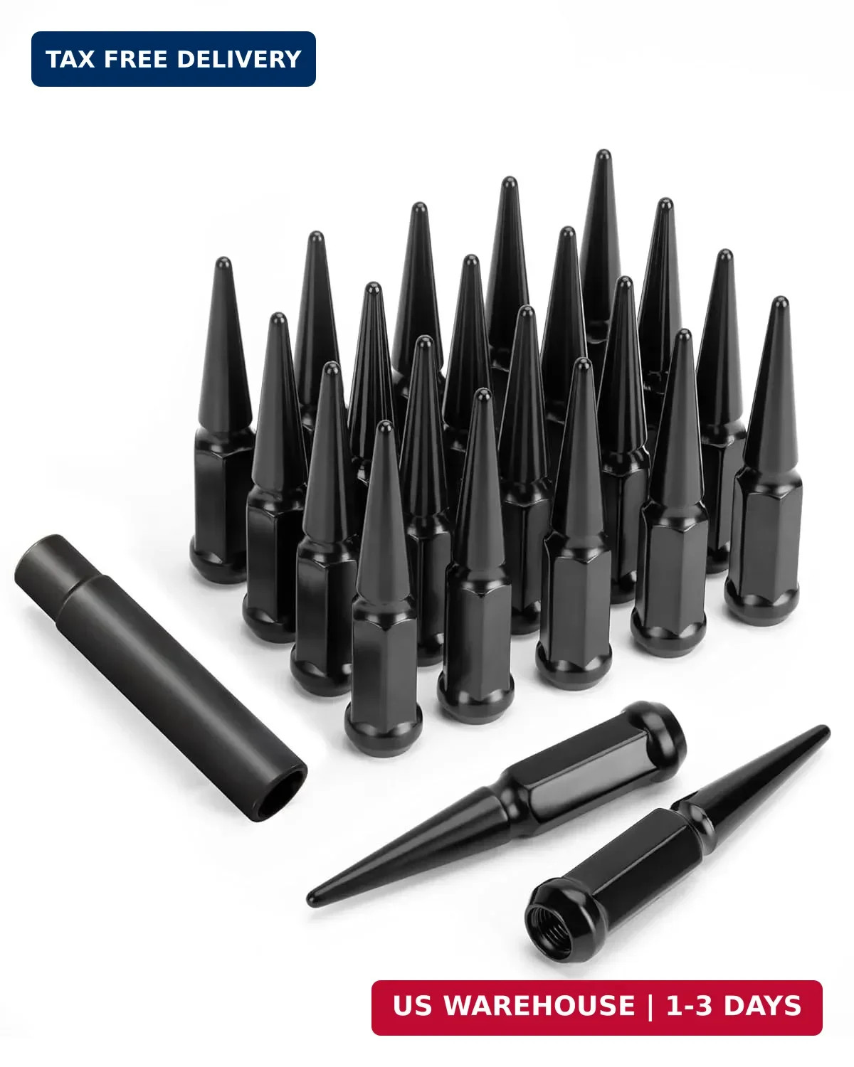 14×1.5 Spike Lug Nuts for Chevy Silverado GMC Sierra 1500, 24 pcs Spiked Lug Nut