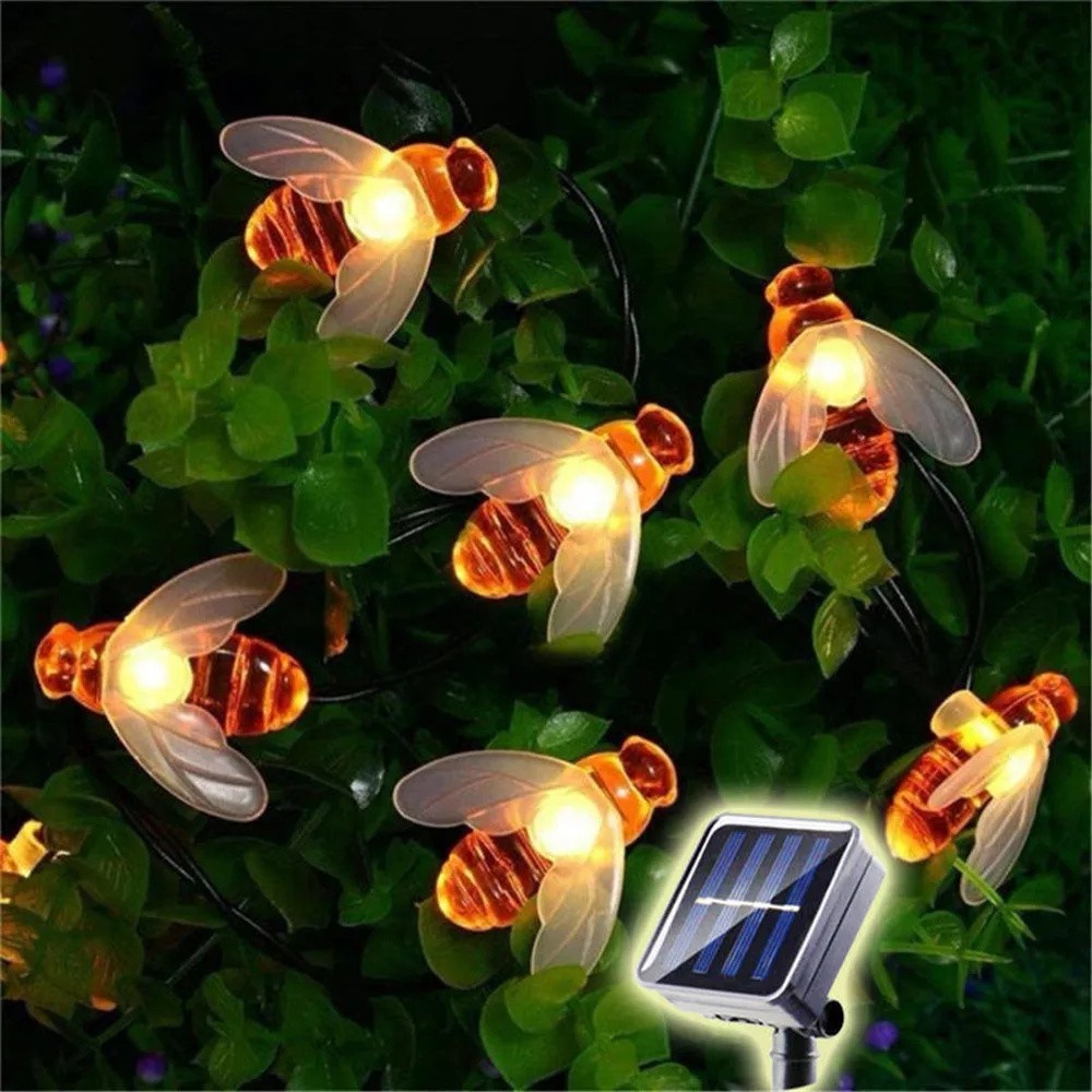 Solar Outdoor Bumble Bee Lights, 20 LED Waterproof Garden Fairy Decoration