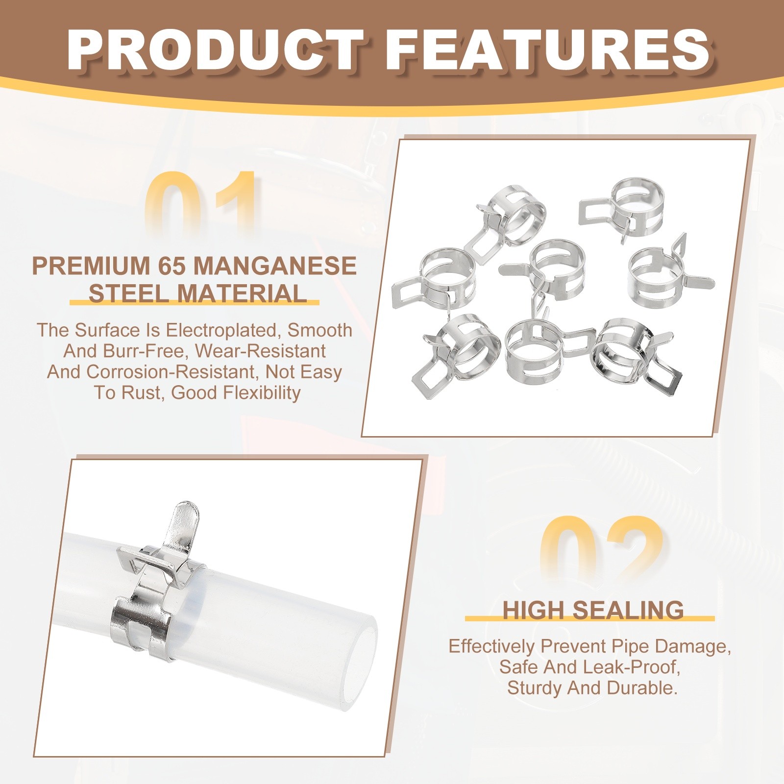 20 Pcs Spring Band Hose Clamps for 10.8-11.9mm OD 0.4″(10mm) ID Silver