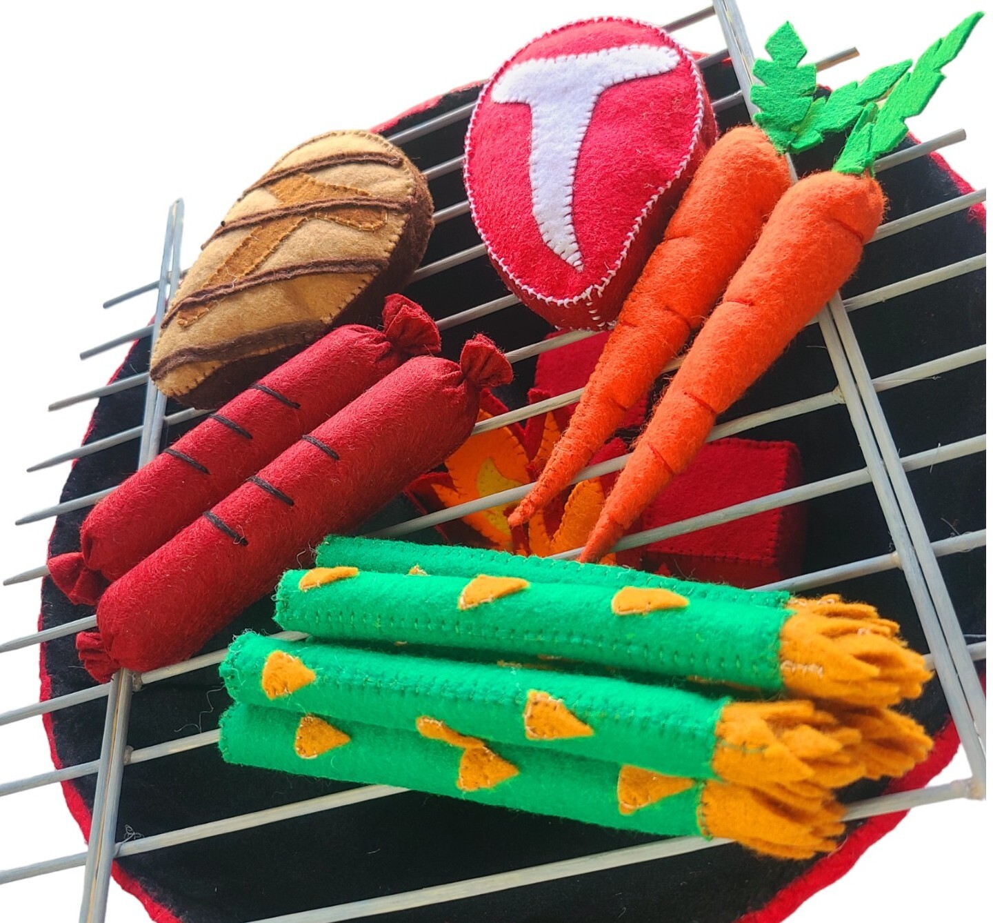 1 set of felt roasting food toys, educational toys, montessori toys.