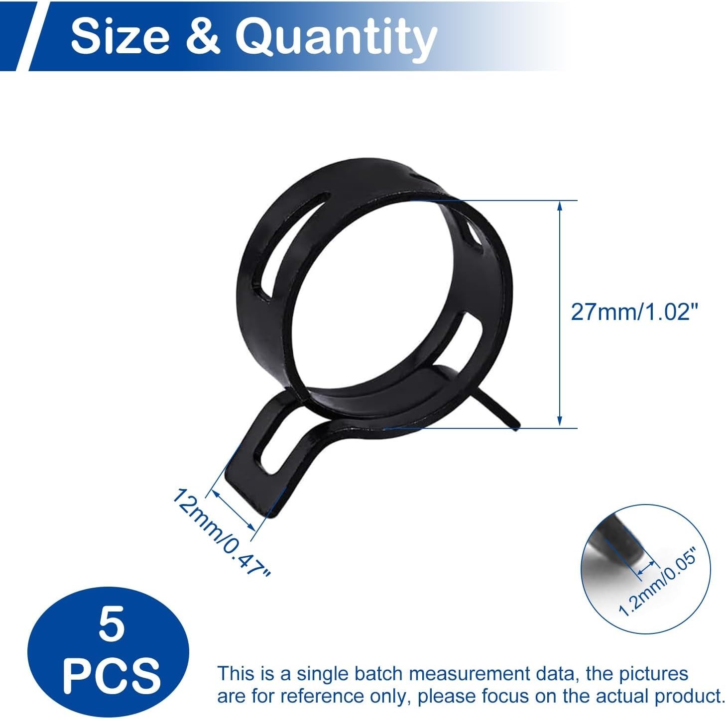 5Pcs 1.02″26mm ID Spring Band Hose Clamps, Black Hose Clamp Fit for 1-3/16″ O…