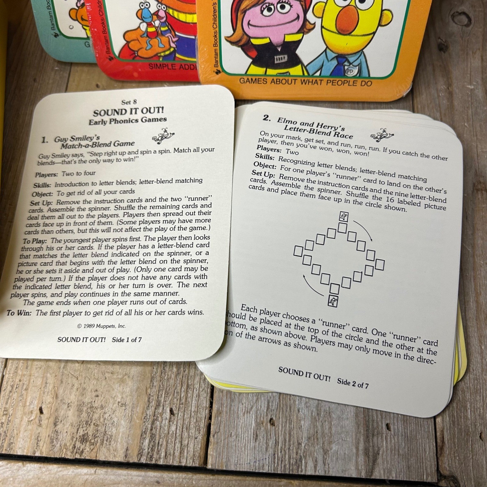 Vintage 1989 Sesame Street Early Learning Games Card Set Muppets Yellow Case CTW
