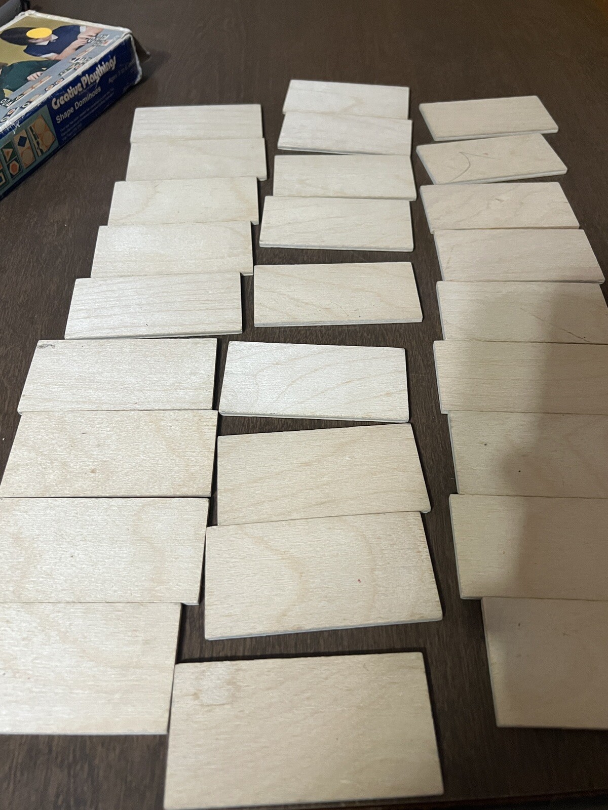 Creative Playthings Shape Dominoes Set Wood Tile Matching Game In Box E0329 VTG