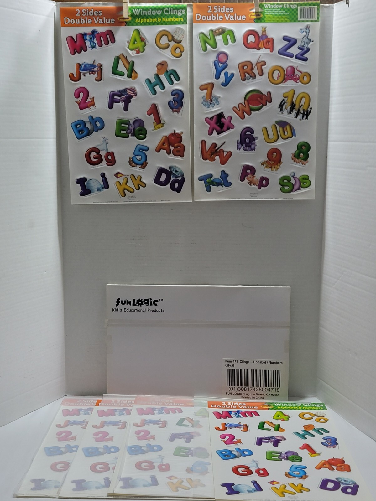 6 FULL SETS OF ALPHABET WINDOW CLINGS + NUMBERS 0-9 EDUCATIONAL HOME SCHOOL NEW