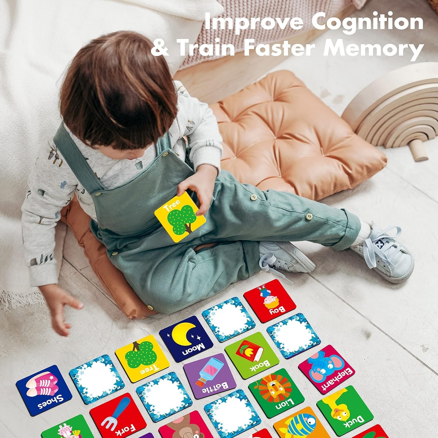 Memory Matching Game, 72 PCS First Words Matching Cards for Toddlers 36 Pairs…