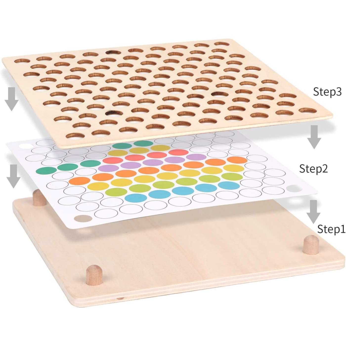 Montessori Wooden Bead Sorting Toy Color Matching Learning Educational Toy for T