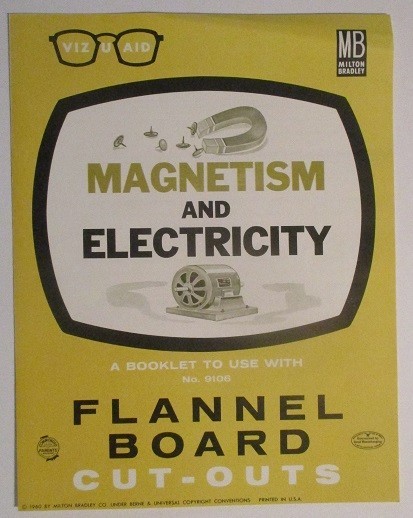 RARE Milton Bradley 1960 Magnetism and Electricity Flannel Board Cut Outs 9106