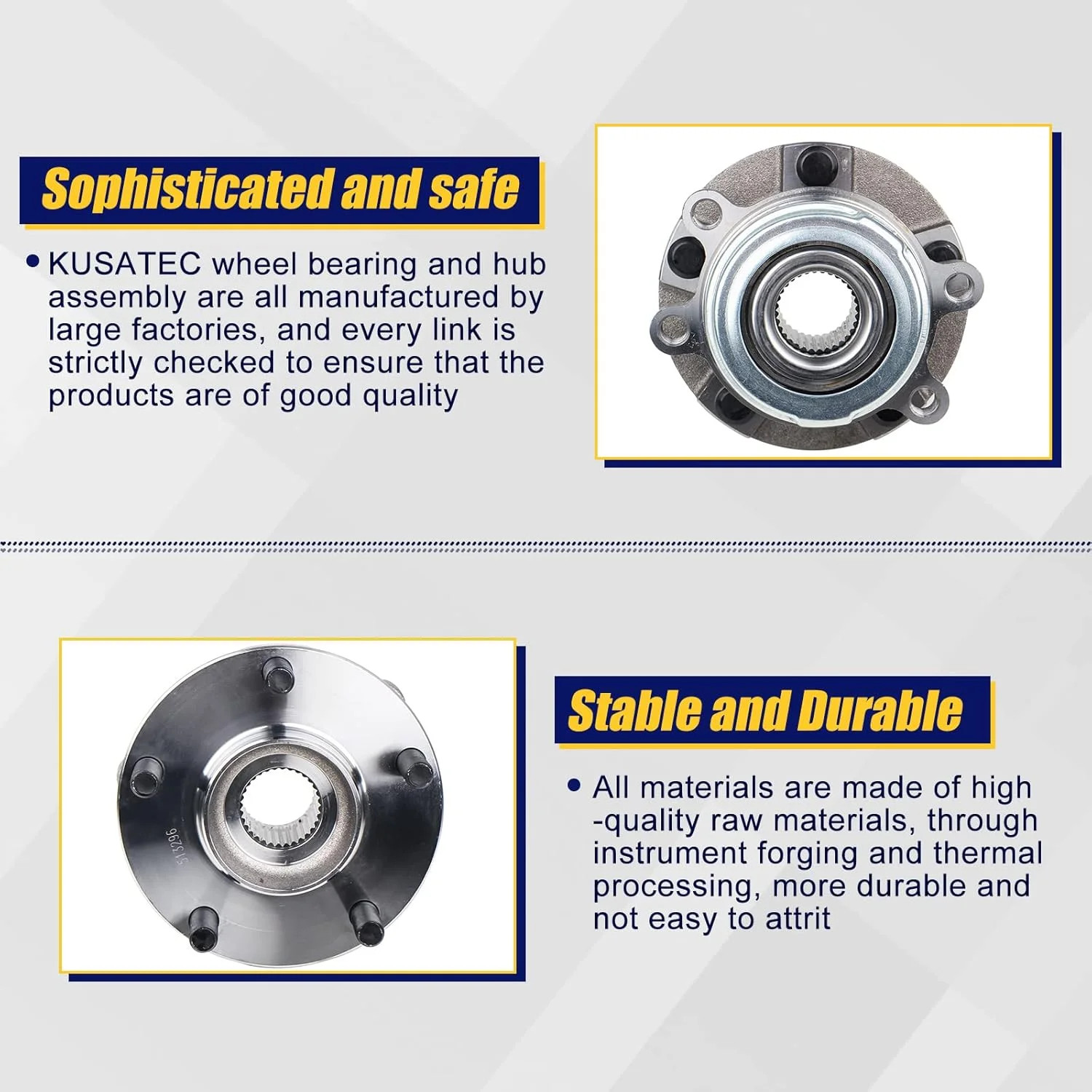 KUSATEC 513296 Front Wheel Bearing and Hub Assembly Fit for Nissan Altima 2007-2