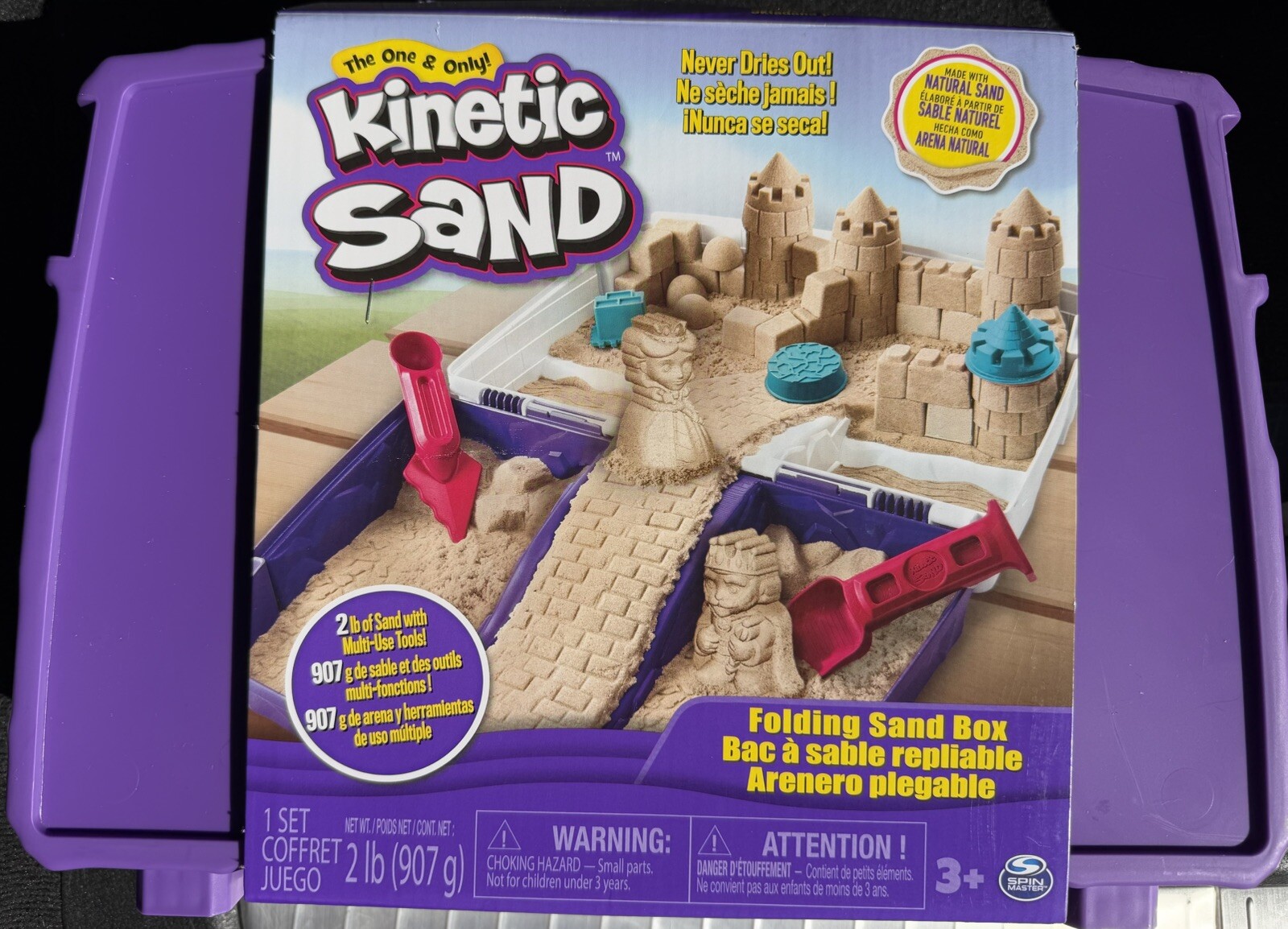 SPIN MASTER Kinetic Sand ~ Portable Folding Sandbox Magic Sand Castle Play Set