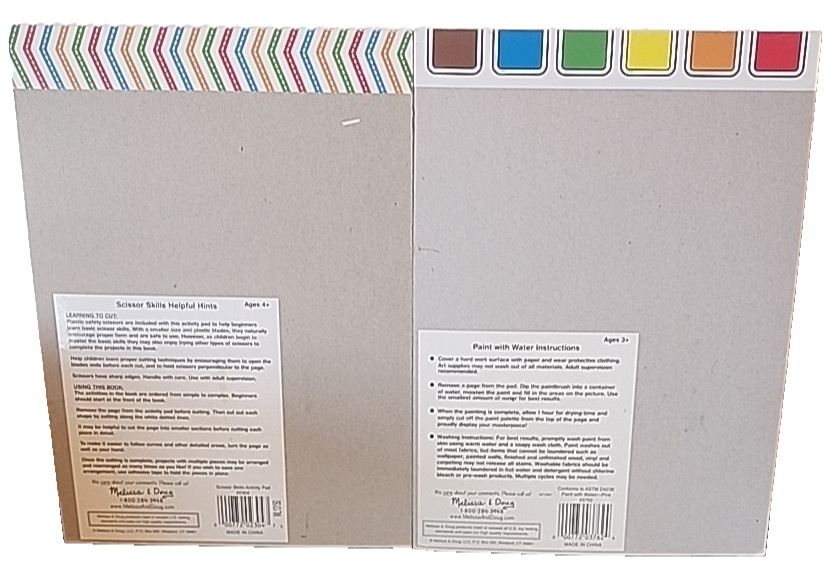 Melissa And Doug Scissor Skills Activity Pad & Paint with Water – 9 pages each