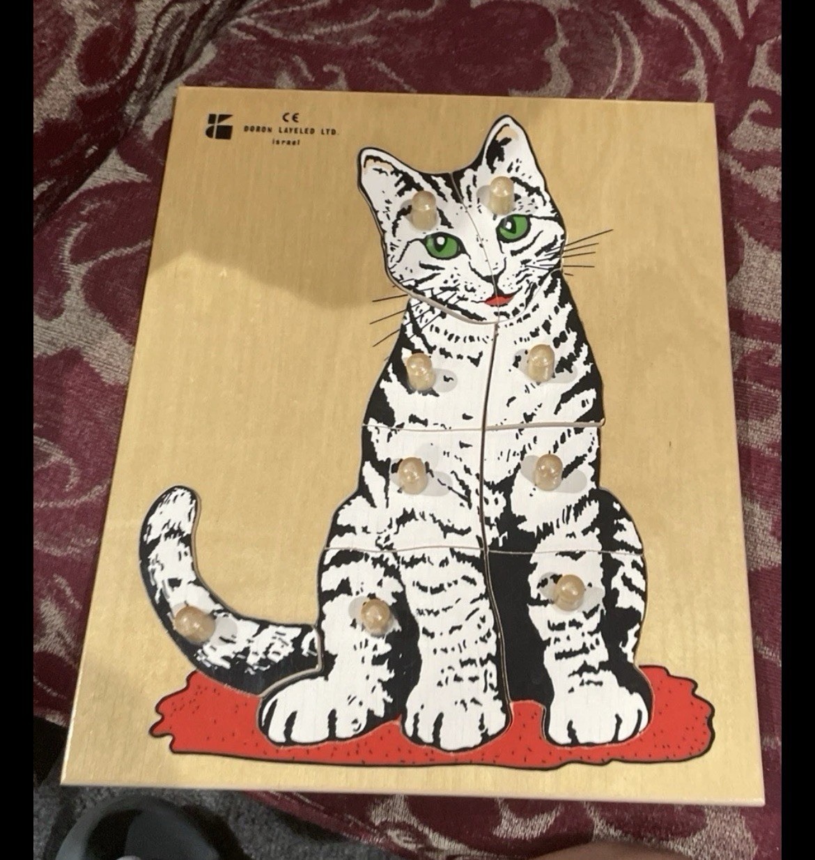 Vintage Doron Layeled Puzzle Wood Cat Layer Peg Montessori Educational Toy