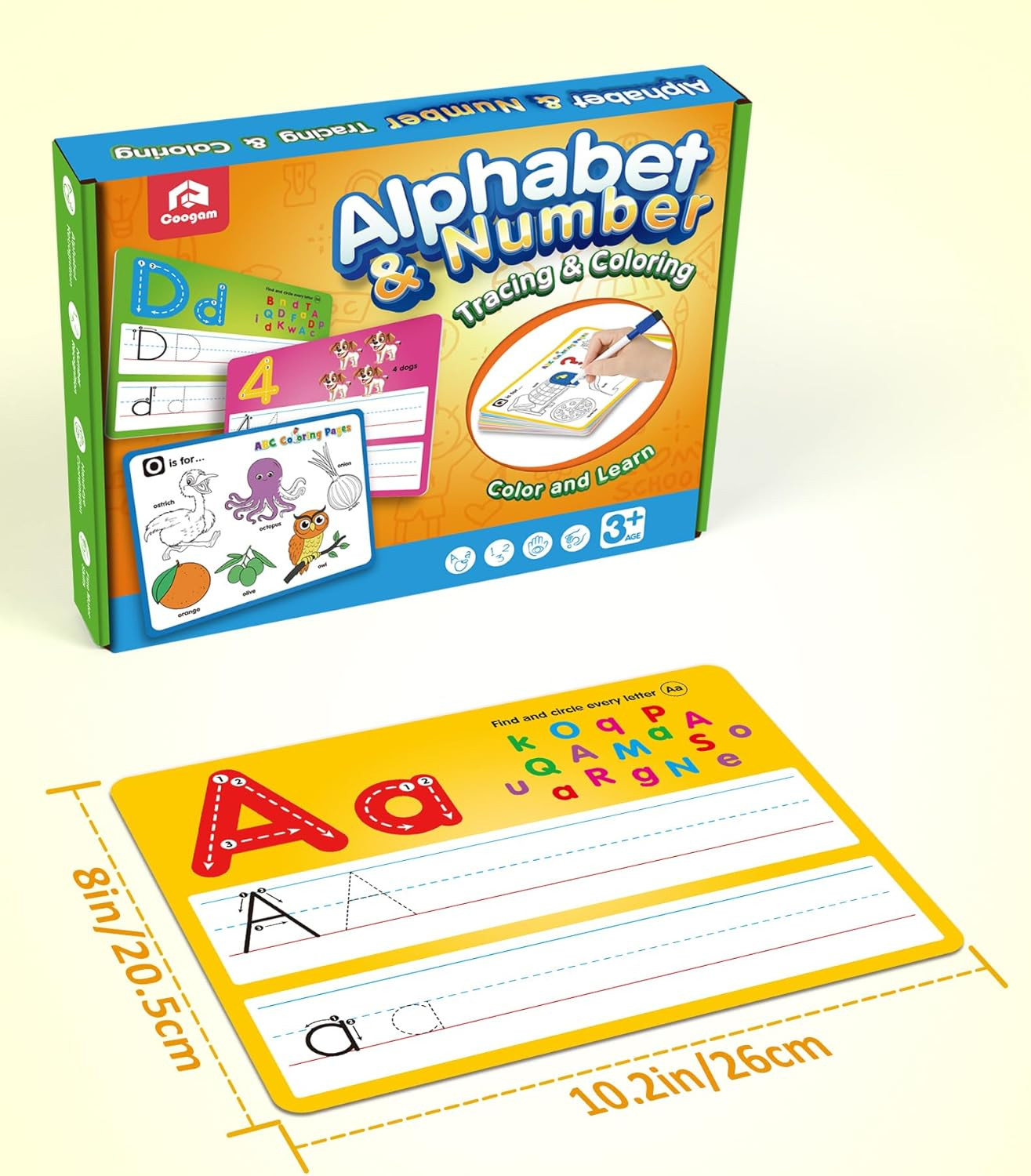 Handwriting Drawing Practice Cards, 36Pcs Alphabet Number Painting Coloring with
