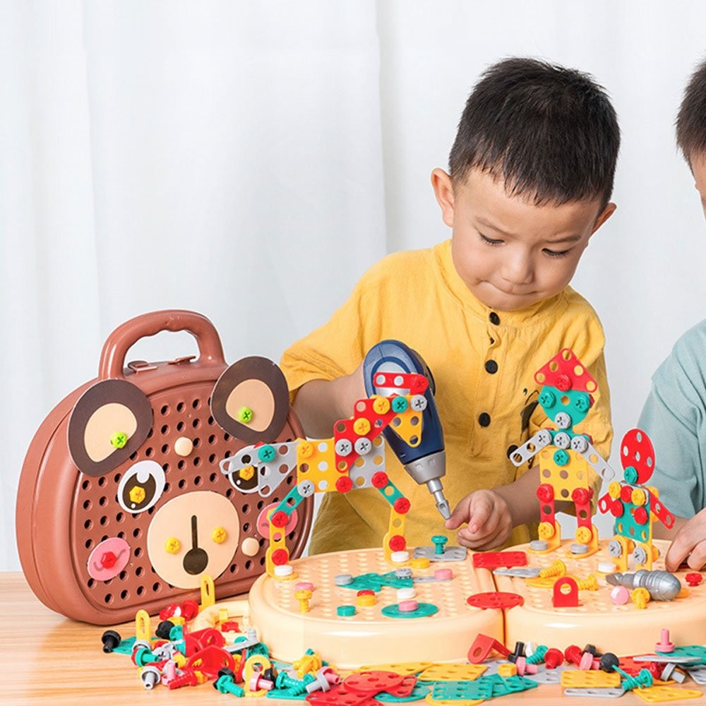 Creative Electric Drill Bits Puzzle Toy Assembly Kids Tool Box Birthday Gift JQ
