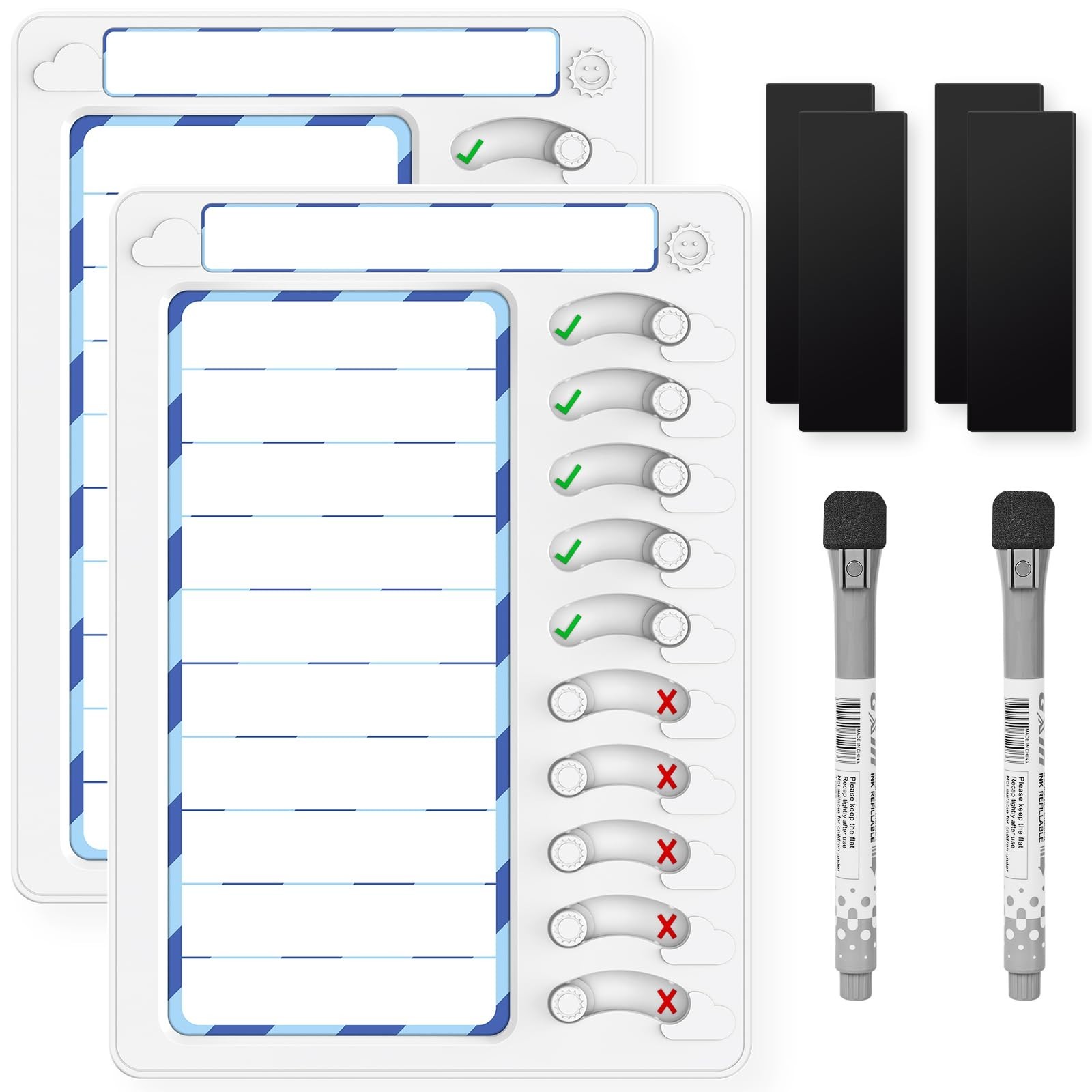 Kids Chore Chart Dry Erase Board – ADHD Task Checklist, Magnetic Routine Planner