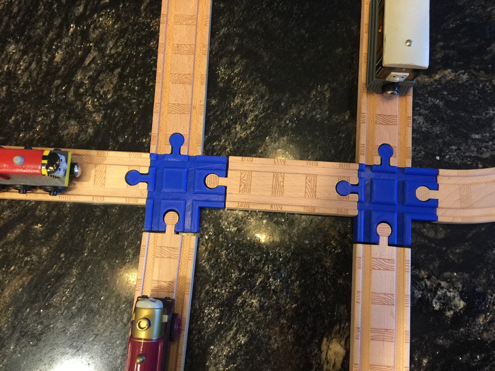 (2) 4 Way Wood Train Track Adapter Thomas the Tank Brio IKEA – PICK YOUR COLOR!
