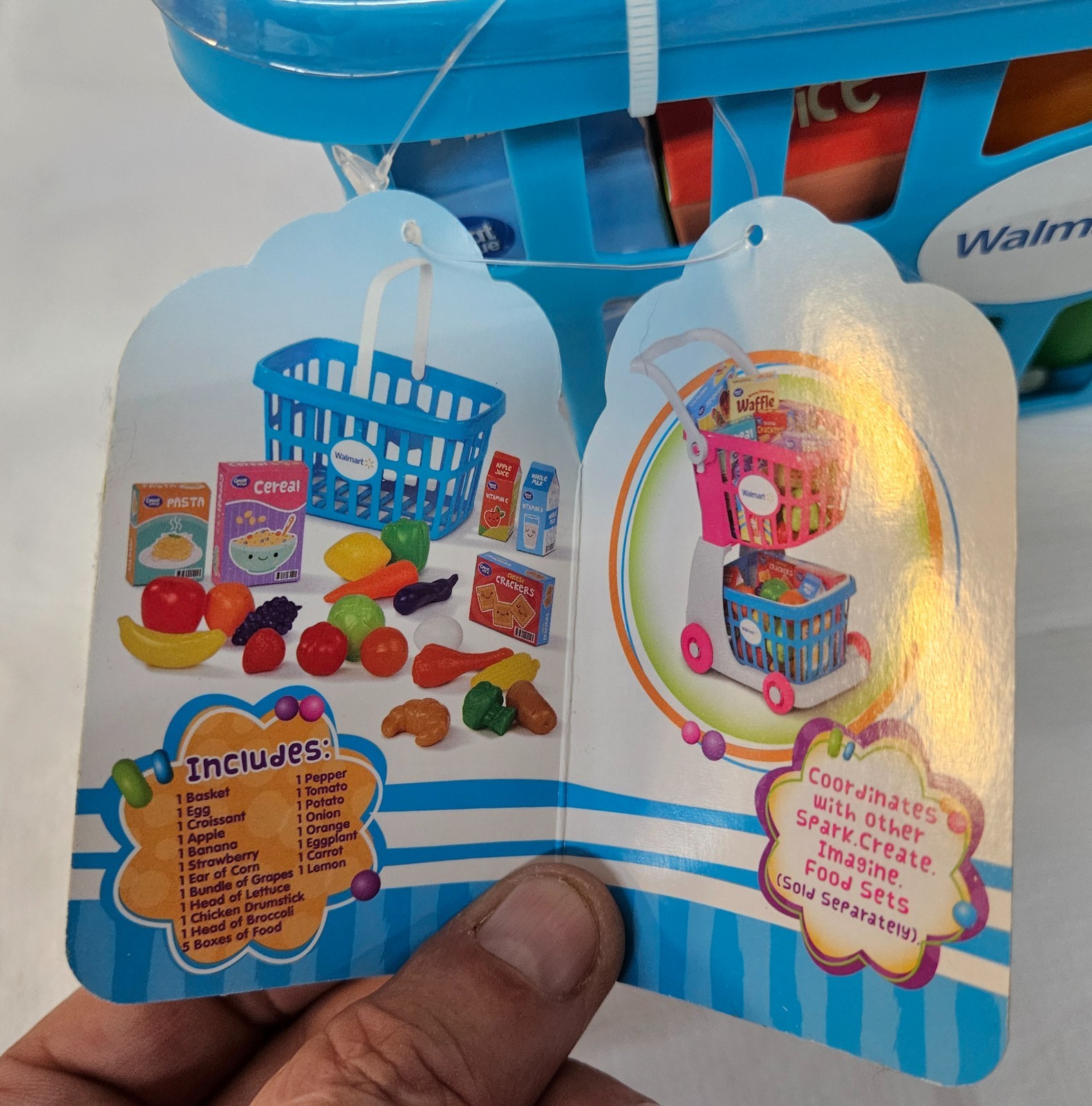 NIP SPARK Create Imagine 24 Piece Blue WALMART Shopping Grocery Basket Toys