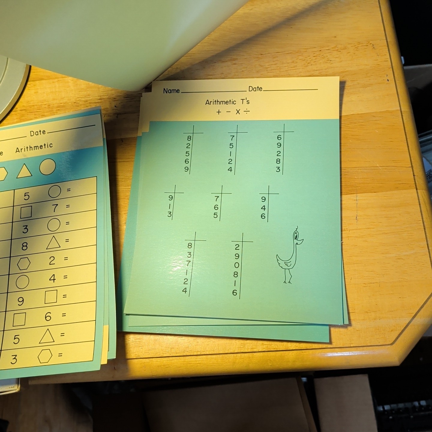 Vtg Large Arithmetic Math Drill Cards Plastic-Coated Reuseable Homeschool In Box