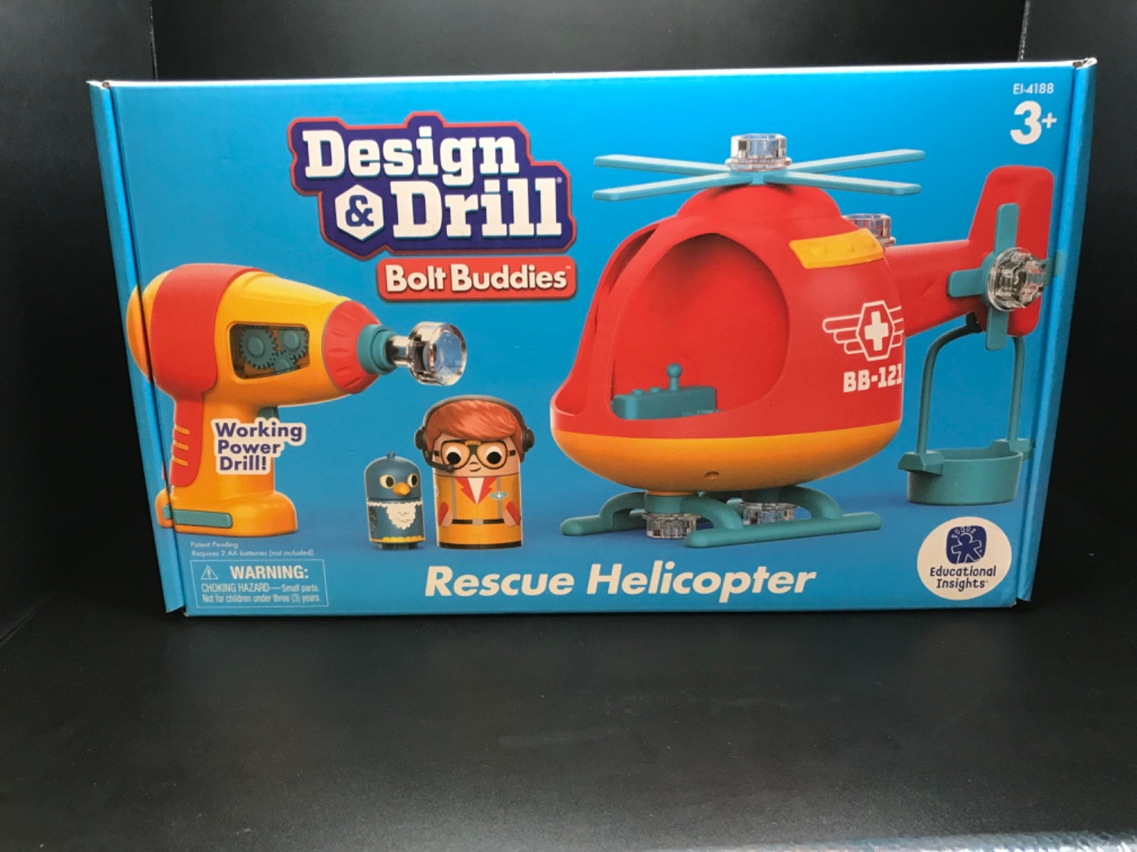 Educational Insights Design & Drill Bolt Buddies Rescue Helicopter Toy Set