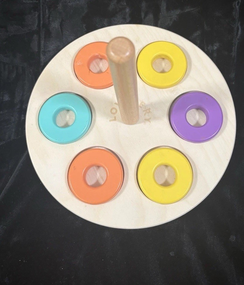 Lovevery Toy Wooden Flexible stacker multicolor 6 rings 1yr. + Montessori PLAY