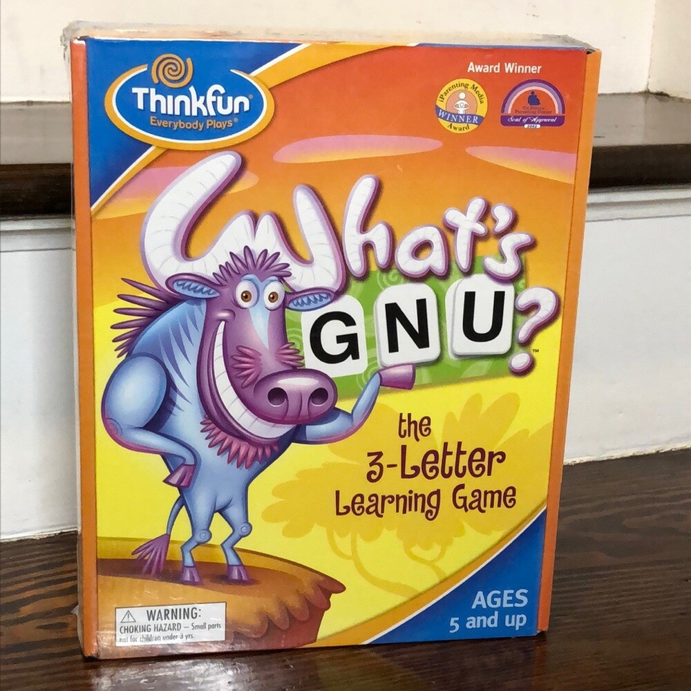 THINKFUN WHAT’S GNU? The 3-Letter Award Winning Learning Game Ages 5+ NWT