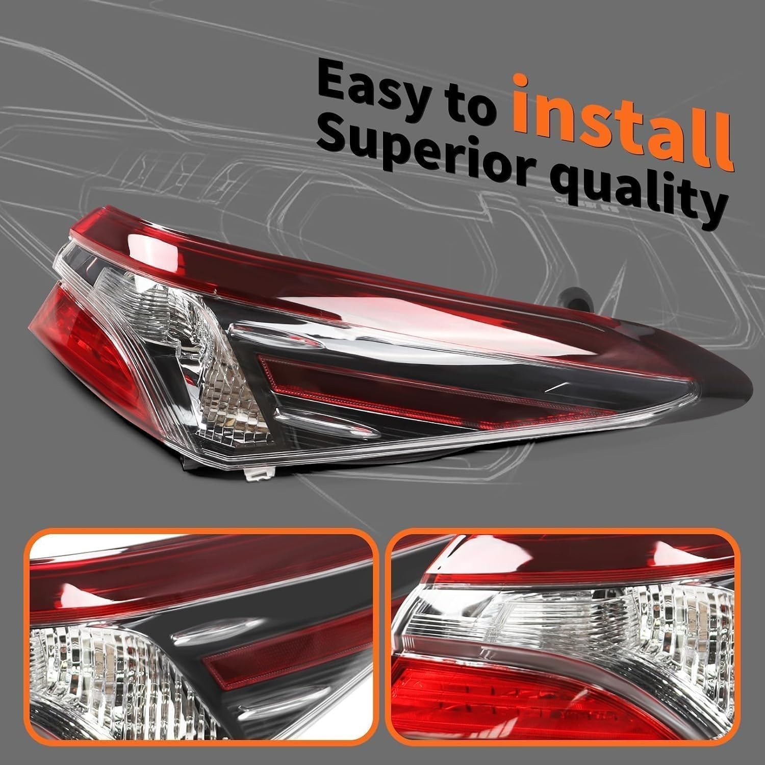 Right Outer Halogen Tail Light Compatible Camry LE SE 2021 2022 Rear Lamp