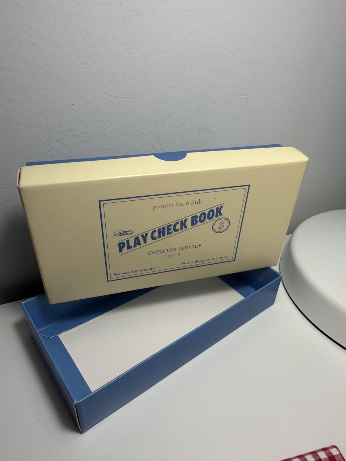 Pottery Barn Kids Play Check Book Bank Toy Gift Home School Banking Budget Lot