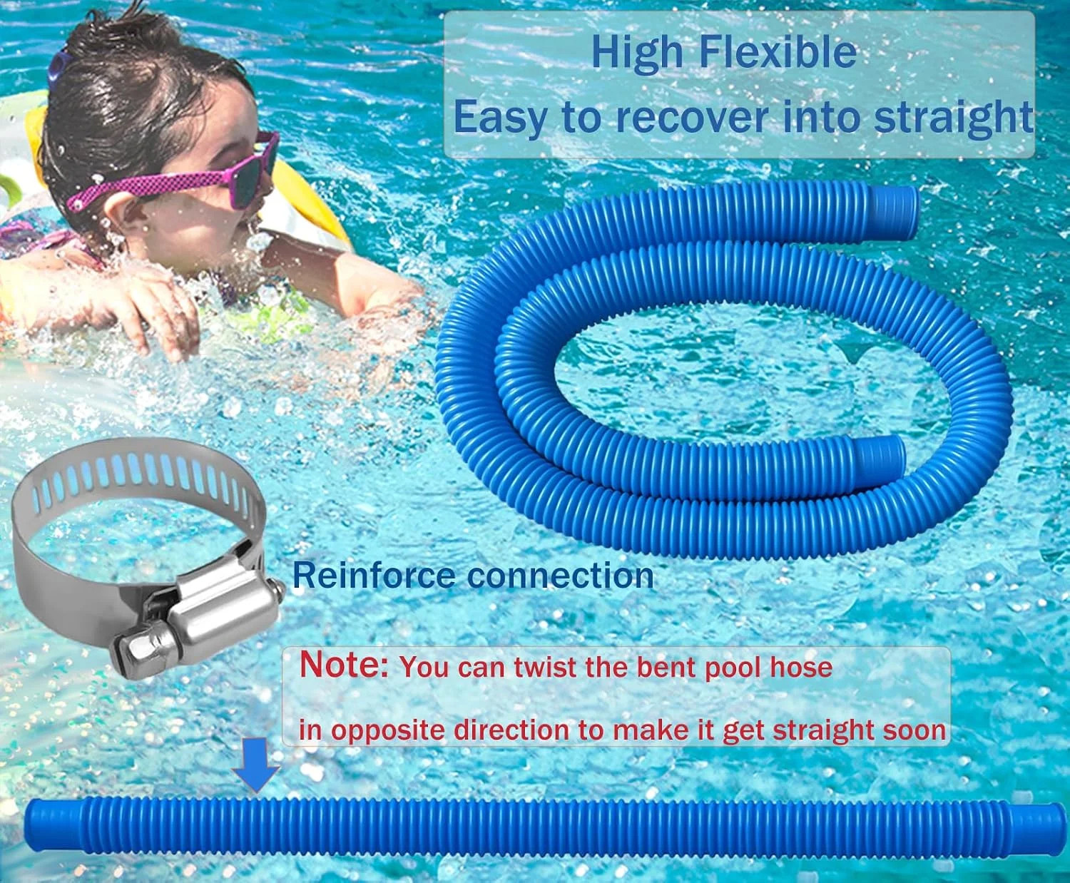 Pool Hoses Pool Pump Replacement Hose, 1.25 x 59 inch Above Ground Pool Hoses Tu