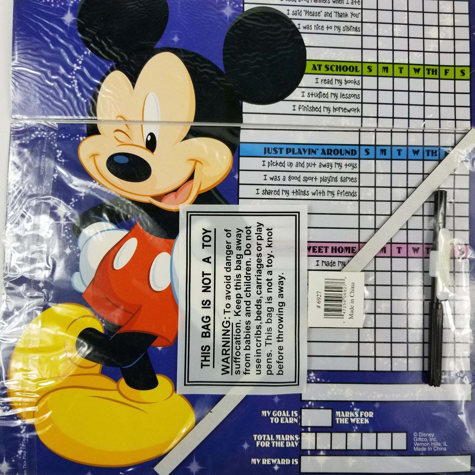 Disney Mickey Mouse Responsibility Chore Chart Dry Erase Marker Sealed New
