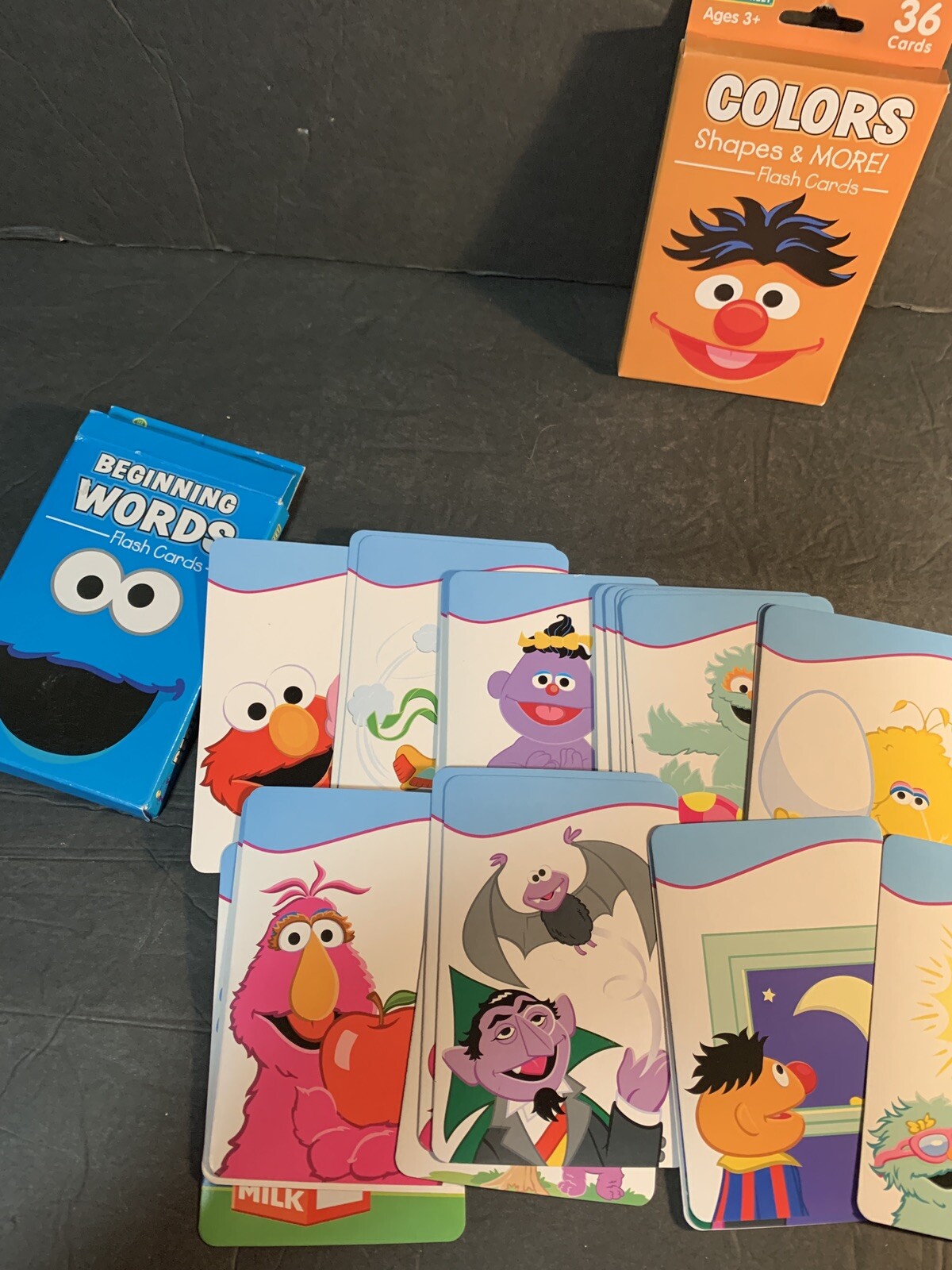 NEW 2 Packs Of Sesame Street Colorful Flash Cards 3″X4″ Colors & Beginning Words