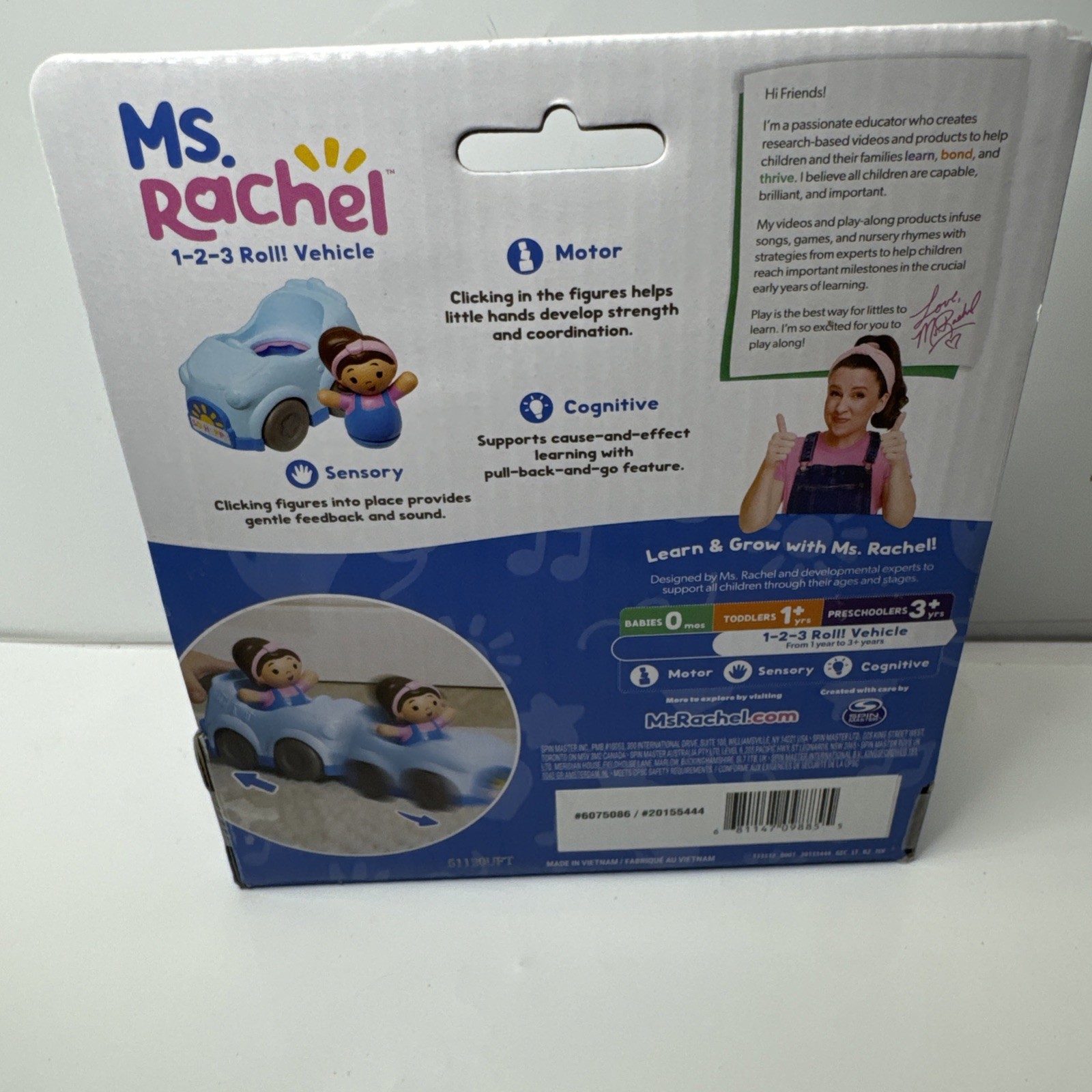 Ms. Rachel 1-2-3 Roll! Vehicle with Click-in Figure Pull Back &Go Learn & Grow