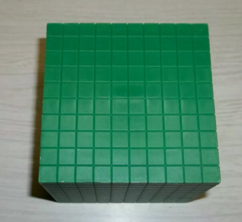 Math Manipulative : Base Ten Blocks 1000 Cube Green Plastic
