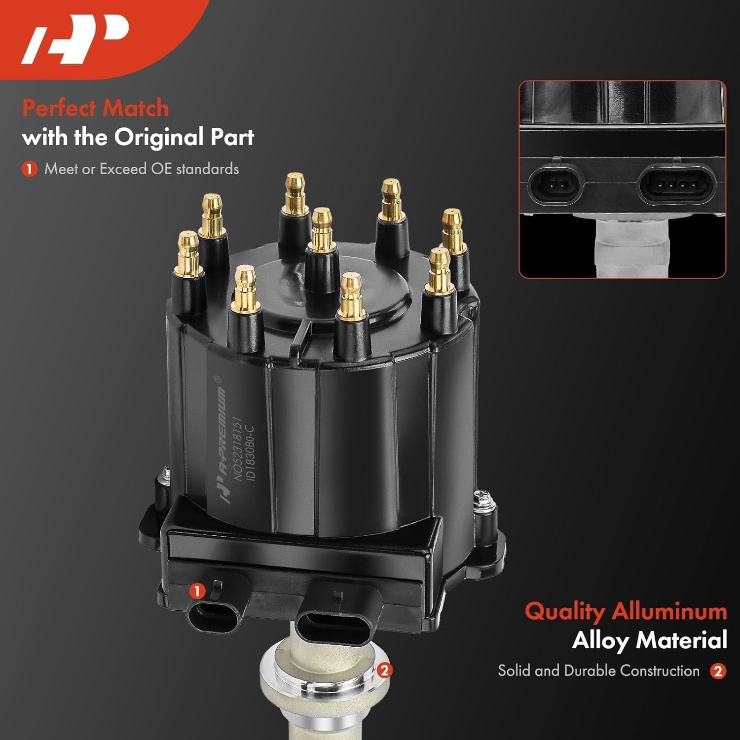 Ignition Distributor with Cap and Rotor Compatible with Chevy, GMC Veh