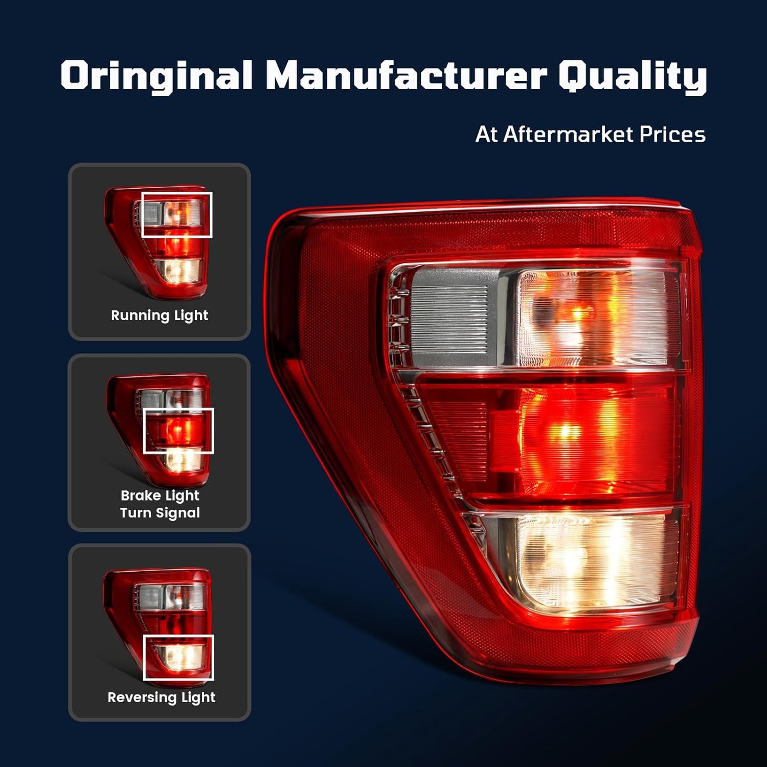 Tail Lights Compatible With 2021 2022 2023 Ford F150 XL STX with Bulbs OEM Rear