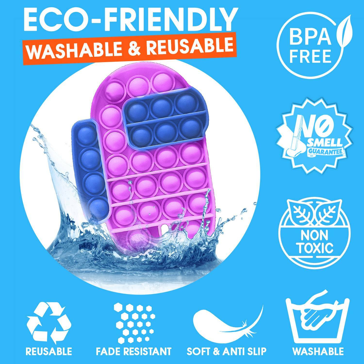 AMONG US PUSH POP SILICONE SENSORY FIDGET TOY ANTI-ANXIETY STRESS BUBBLE IT GAME