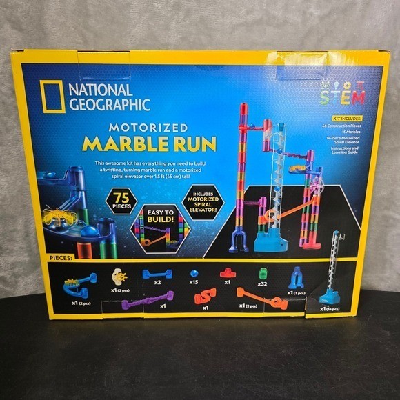 National Geographic Motorized Marble Run 75pc Kit Kids NEW Learn Building Toy