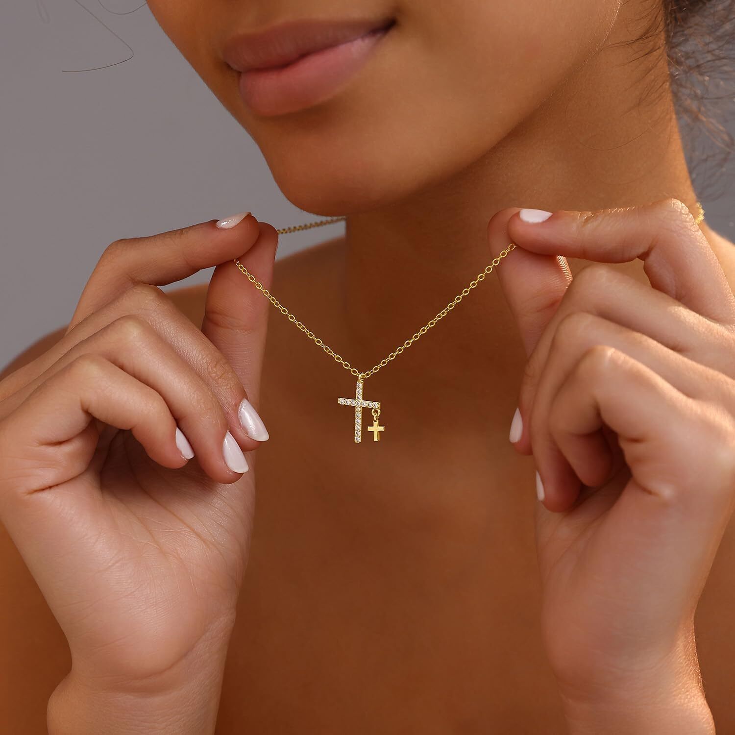 Gold Cross Necklaces for Women Trendy,Dainty Gold Necklace 14K Gold Plated Cross